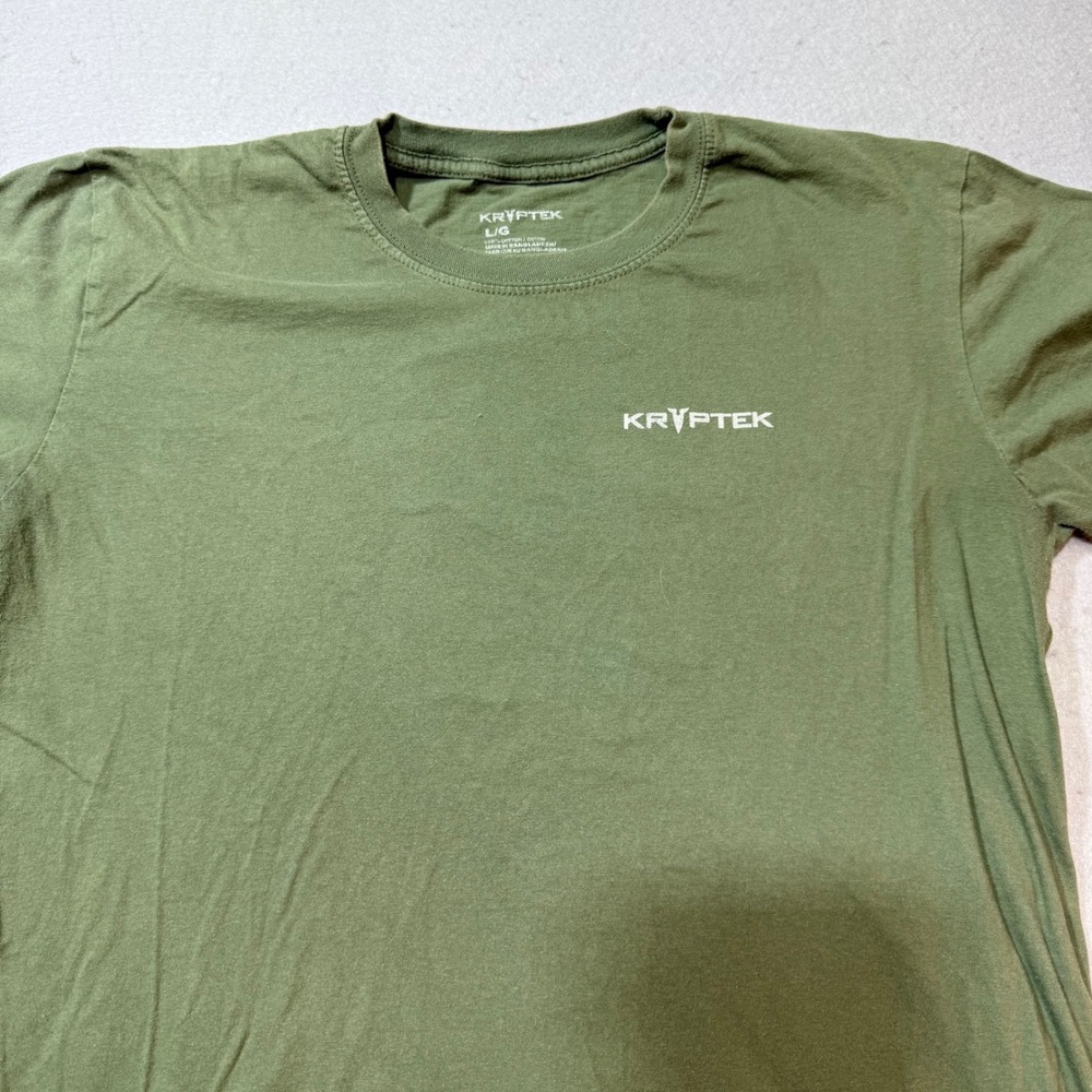 KRYPTEK Spartan Helmet Flag‎ Graphic T Shirt Olive Green Mens L/G Cotton